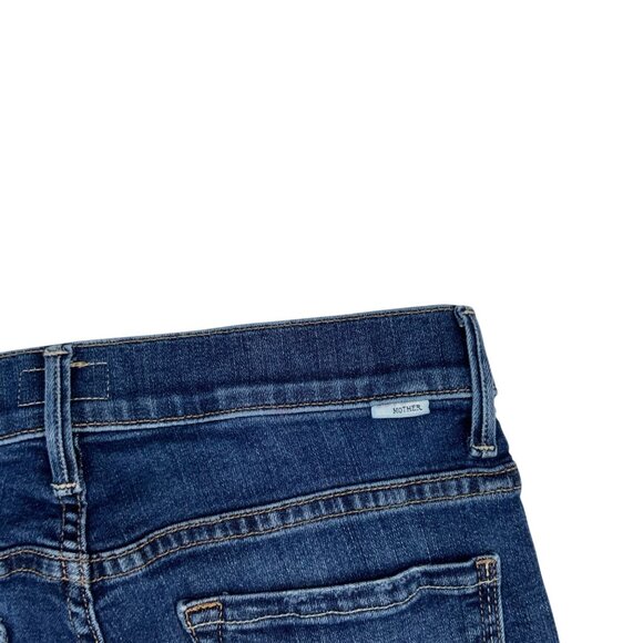 Mother The Weekender Fray Jean 27 Teaming Up Blue Mid Rise Flare Leg Zip Fly - Picture 12 of 14